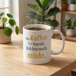 Der Kaffee ist kaputt. Ich bin noch müde. Der Kaffee ist kaputt. Ich bin noch müde.
