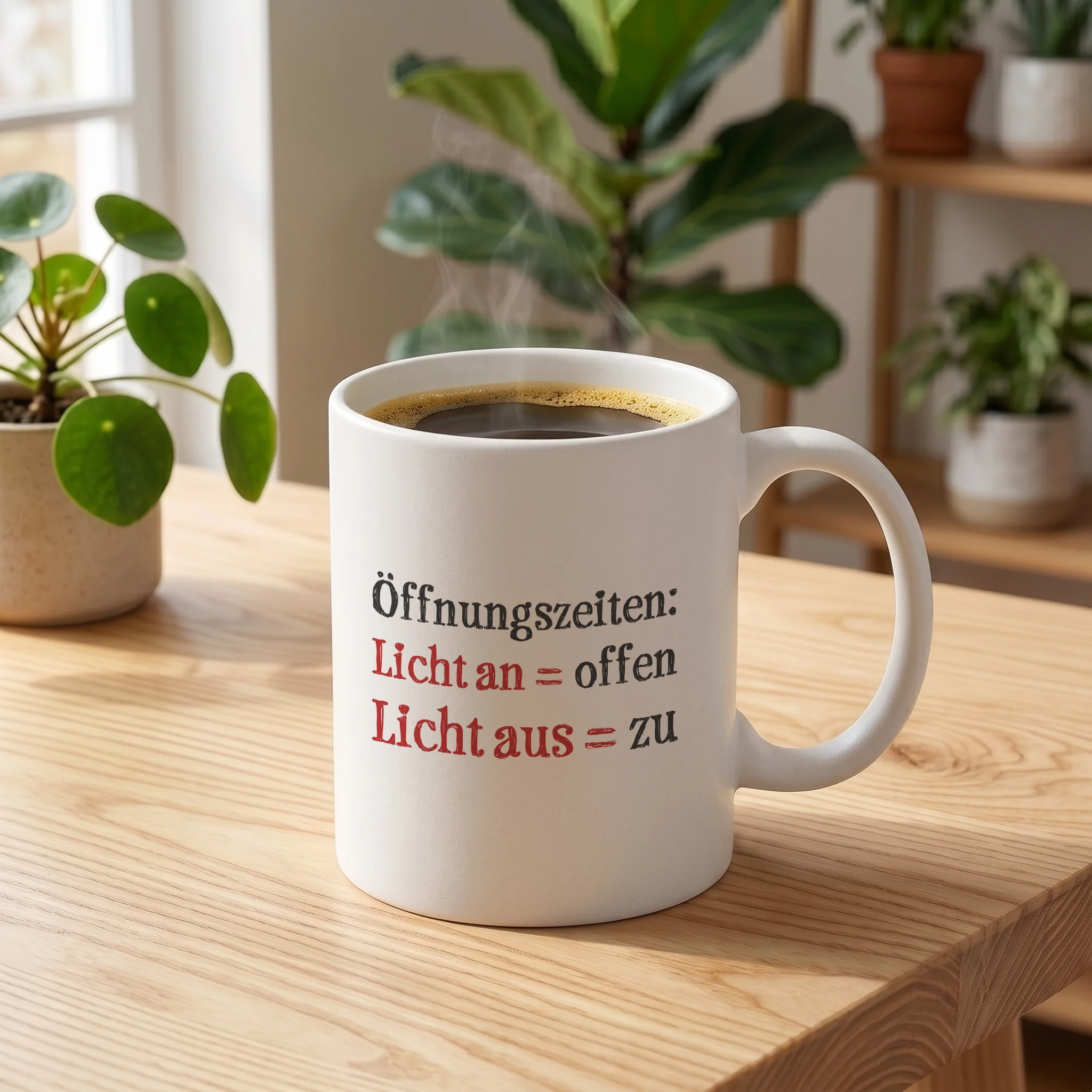 Öffnungszeiten: Licht an = offen Licht aus = zu